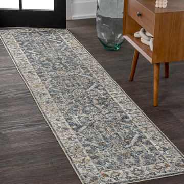 Brandy Rustic Border Low-Pile Machine-Washable Area Rug